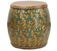 MUZIT Tabouret de jardin, tabouret tambour chinois en bois, table d'appoint intérieur/extérieur, support pour plantes, repose-pieds classique, décoration chinoiserie, pour salon, chambre à coucher