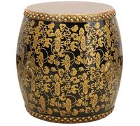 MUZIT Tabouret de jardin, tabouret tambour chinois en bois, table d'appoint intérieur/extérieur, support pour plantes, repose-pieds classique, décoration chinoiserie, pour salon, chambre à coucher