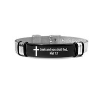muzoira Bracelet d'inspiration biblique minimaliste en acier inoxydable et silicone - Bracelet de sport réglable pour la famille, l'amitié en anglais, taille unique
