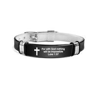 muzoira Bracelet d'inspiration biblique minimaliste en acier inoxydable et silicone - Bracelet de sport réglable pour la famille, l'amitié en anglais, taille unique