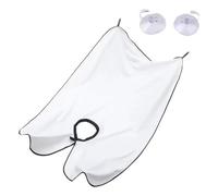 muzoira Tablier de rasage pour homme, bavoir en toile avec ventouses pour le nettoyage du coiffeur (110 x 70 cm, noir/blanc), blanc, taille unique