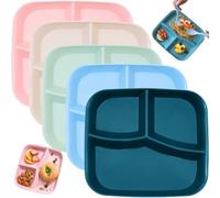 Muzrunq Assiette de contrôle des portions 10 assiettes carrées divisées, assiettes à 3 compartiments pour adultes, en plastique réutilisables pour enfants, à collation lavables au micro-