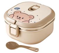 Muzrunq Boîte à lunch thermique pour aliments chauds Boîte à lunch isolée carrée de 700 ml avec vaisselle Modèle d'ours en acier inoxydable de qualité alimentaire étanche chaud pour les enfants