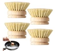 Muzrunq Brosse à Vaisselle en Bois, 4 pièces Brosse à Vaisselle en Bambou Naturel avec Fibres de sisal épurateur écologique pour Le Nettoyage de la Cuisine en Bois Bambou pour la