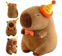 Muzrunq Capybara Peluche 7x10 Pouces Kawaii Capybara Peluche avec Chapeau Joyeux et Cravate Orange pour Enfants Adultes Jouets Anniversaire