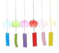Muzrunq Carillon éolien Japonais, 6pcs 15, 8 Pouces en Verre traînable en Verre carills avec Carte, décoration Japonaise pour extérieur ou intérieur