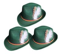 Muzrunq Chapeau allemand 11.8x10.6x5, chapeau bavarois d'oktoberfest avec plumes, vert foncé, haut allemand 3 pièces, tenues de Costume d'oktoberfest pour hommes