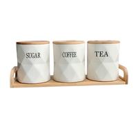 Muzrunq Coffee Tea Sugar Set Tea Sugar et Caxe Conteneurs Set, 3PCS Hétéromorphe rond Thé Cadre de café avec couvercles et plateau pour nourriture, bonbons, biscuit, épices ou grains