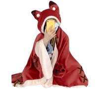 Muzrunq Couverture Portable Fox Sweat à Capuche Cape à Capuche Mignonne Couverture Chaude avec Manches Hiver à Sweat Confortable Coral Climatiseur pour Femmes Home Office