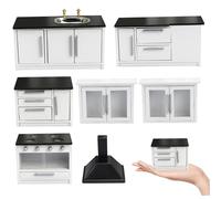 Muzrunq Cuisine de Maison de poupée, Meubles Maison poupée en Bois à échelle 1/12, Accessoires Miniatures Simulation 7 pièces/Ensemble.