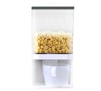 Muzrunq Distributeur de riz mural 1000 ml, récipient à riz en PP, stockage robuste avec couvercle et tasse, sans perforation, scellé, étanche, transparent, seau à céréales, 1 compartiment