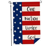 Muzrunq Drapeau de Jardin Memorial Day Double Face One Nation Under God Drapeau de Jardin Patriotique en Lin 4 Juillet Décorations pour Cour, pelouse, extérieur, Vacances 45 x 30 cm