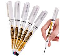 Muzrunq Ensemble de 5 marqueurs à pointe longue, stylos de marquage trous profonds non secs 72 heures pour le travail du bois et le métal, marqueurs construction avec encre étanche à séchage rapide