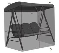 Muzrunq Filet de Parasol de terrasse, moustiquaire Noire avec Fermeture éclair et Dessus imperméable, Filet en Maille pour balançoire Suspendue pour hamac 2-3 Places