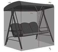 Muzrunq Filet de Parasol de terrasse pour 2 à 3 Places, moustiquaire Noire avec Fermeture éclair et Dessus imperméable, Filet balançoire Suspendu en Maille pour hamac terrasse