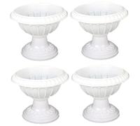 Muzrunq Jardinière en Forme d'urne, 20 x 25 cm, Style Vintage Classique, en Plastique, 4 Pots de Fleurs légers de Style Romain pour Jardin, Balcon, Maison, cérémonie Mariage, Blanc