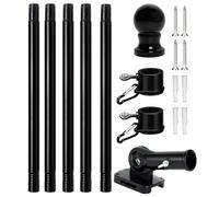 Muzrunq Kit de mât de Drapeau Mural Mât Drapeau en métal détachable 6 Pieds avec Support Montage Anneau Rotatif à 360 ° pour clôture Jardin, Vie extérieure.