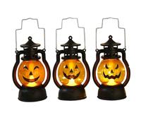Muzrunq Lanterne Citrouille avec poignée, 3 pièces, Lanterne d'halloween à Expression Mignonne avec lumière LED pour décorations de fête d'halloween intérieures et extérieures.