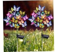 Muzrunq Lot de 2 Lampes solaires d'extérieur en Forme de Papillon, 73 cm, LED, étanches, réalistes et colorées, pour terrasse, pelouse, Jardin