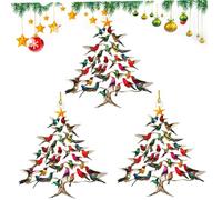 Muzrunq Lot de 3 décorations de Noël en Forme Colibri, en Acrylique, colorées, pour Sapin Noël