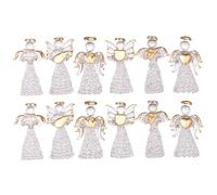Muzrunq Mini Ornements de Noël Transparence Suspendue en Verre Ange Art prière Gardien Ange Ornements 12pcs pour Le Sapin de Noël décoration Religieuse extérieure intérieure