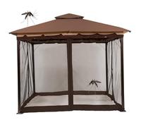 Muzrunq Moustiquaire pour tonnelle, 3, 6 x 3, 6 x 2, m, rétractable et Pliable, avec Fermeture éclair, pour véranda, Camping, terrasse, Jardin, Marron Clair