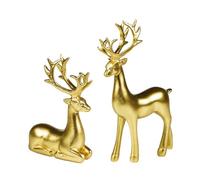 Muzrunq Or Reindeer Ornements de résine Sculpture des Rennes Figurines de Noël Table de Table de Noël 2pcs en résine décoration de Renne de Noël Figurines Figurines Decoration de Table d'accueil