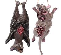 Muzrunq Rat réaliste et Chauves-Souris effrayantes décorations d'halloween Jouet de Rat suscite Une Halloween Halloween Halloween Horror Fake Rat Prank Prop