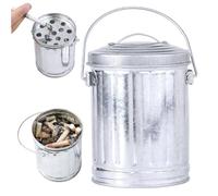 Muzrunq Seau à Cendres avec Couvercle Cendrier en métal Coupe-Vent de capacité avec poignée et Plateau filtrant Facile à Nettoyer Mini Poubelle Amovible Petite Corbeille déchets pour la Maison, l