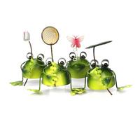 Muzrunq Statue de Grenouille, 4pcs décor de Grenouille en Fer Mignon, Figurines Miniatures animées, décoration intérieure Amusante pour intérieur, extérieur