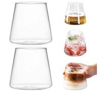 Muzrunq Verbe japonaise, 10 oz en verre à vin sans tige en verre à chaleur à chaleur transparente à café glacé tasse Mount Fuji Verres Tasse 2 pcs pour le whisky, café, jus, boisson, lait