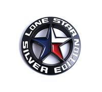 Muzzys - Noir - Emblème Texas Star Silver Edition - Badge Longhorn Universel à Coller pour Chevy Silverado Suburban Tahoe GMC Sierra Ford F150 Ranger F-150 Dodge Ram Nissan Titan Voiture Camion