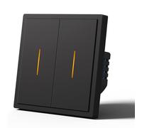 MVAVA Alexa Interrupteur, Interrupteur de lumière Intelligent Wifi, Compatible avec Alexa/Google Home, Fonctionne avec Tuya/Smart Life App, Conducteur neutre requis, WIFI 2 Gang 1 Way, Noir