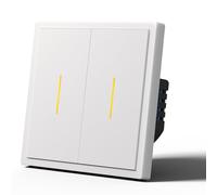 MVAVA Alexa Interrupteur, Interrupteur de lumière Intelligent Wifi, Compatible avec Alexa/Google Home, Fonctionne avec Tuya/Smart Life App, Conducteur neutre requis, WIFI 2 Gang 1 Way, Blanc