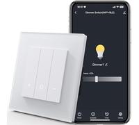 MVAVA Interrupteur Connecté Intelligent Dimmer, WiFi Interrupteur de Verre compatible avec Alexa/Google Home, Ligne neutre nécessite, 1 Gang 1 Way Dimmer， Blanc