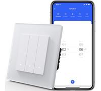 MVAVA Interrupteur Connecté Intelligent, WiFi Interrupteur de Verre compatible avec Alexa/Google Home, Ligne neutre nécessite, 3 Gang 1 Way， Blanc