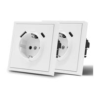 MVAVA Prise EU-Standard, Prise Murale en Plastic, Installation Facile, 1 Gang avec USB C 2 Pack, Blanc