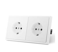 MVAVA Prise Schuko standard UE Prise encastrée à 2 compartiment Installation facile Prises 80mm*150mm Nécessite 3 fils Blanc