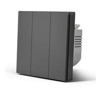 MVAVA ZigBee Interrupteur mural intelligent Alexa et Google Home Work avec Tuya - 86 mm - Interrupteur mural encastré (câble neutre nécessaire) - 3 compartiments, 1 voie - Gris