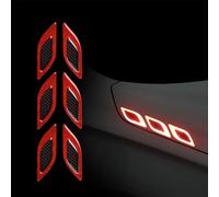 MVBILMSF 6 Pièces Autocollant 3D Bandes Réfléchissantes pour Hyundai Kona 2 & N-Line 2023-2026, Autocollants pour Capot Pare-Chocs Sécurité Avertissement Bande,Red