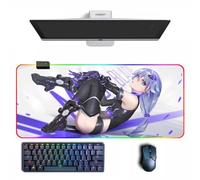 MVCRINVT Anime Tapis de souris Honkai Impact 3rd RGB Anime avec différents modes d'éclairage Tapis de souris en caoutchouc grands