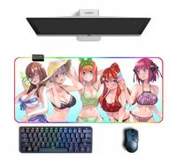 MVCRINVT Anime Tapis de souris The Quintessential Quintuplets Tapis de souris RVB Anime avec différents modes d'éclairage Grand tapis de souris en caoutchouc