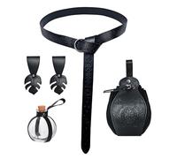 MVFEUIJ Ceinture médiévale en cuir Renaissance pour homme, bouteille magique, sac banane, jupe, clip sorcière, accessoires rétro pour cosplay, Halloween, bal masqué, Noir , taille unique