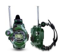 Mvi 1 Paire Lcd Radio 150m Montres Talkie-Walkie 7 En 1 Enfants Regarder Radio Exterieur Interphone Jouet (Couleur: Vert)
