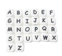 Mvi 100 Piece/Sac Silicone Lettre Perles Pour Inserer Nom Sur Sucette Cha?Ne Clips 12mm Macher Alphabet Perles Pour Bebe Collier De