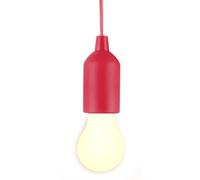 MVIOCS Ampoule LED avec cordon de tirage - Fonctionne à piles - Blanc chaud 3000 K - Lanterne compacte à suspendre pour intérieur et extérieur, urgence, camping, décoration de jardin, fête (rouge)
