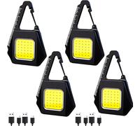 MVIOCS Lot de 4 mini lampes de poche LED 800 lumens, lampe de poche COB rechargeable par USB, 3 modes d'éclairage, petite lampe de poche étanche avec base magnétique et échelle pour le camping, les