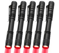 MVIOCS Lot de 5 mini lampes de poche LED rouges étanches avec clip, petites lampes de poche rouges pour le travail, l'astronomie, l'aviation, l'observation de nuit (lumière rouge)