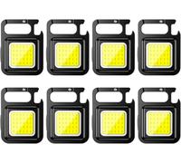 MVIOCS Lot de 8 lampes de poche LED EDC rechargeables et multifonctions - 500 lumens - Mini COB porte-clés lampe de poche à haute luminosité - Idéal pour le camping, tous les jours et les urgences