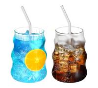 MVIWEO Tasse en verre de paille borosilicate Vent Tasse à café de haute qualité, Tasse à pompon verticale Gobelet à eau 18 oz Capacité de tasse complète